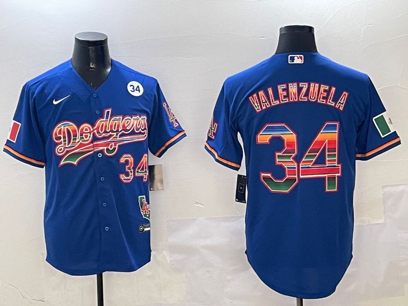 Men Los Angeles Dodgers 34 Valenzuela Blue Fashion Game 2025 Nike MLB Jersey style 3121